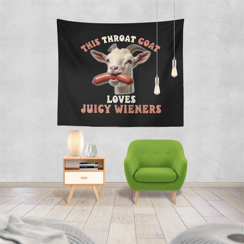 Gaslight Gatekeep Girlboss This Throat Goat Loves Juicy Wieners Tapestry Wall Hanging Art for Bedroom Living Room Decor