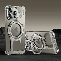Eary Frameless for iPhone 16/15/14/13 Pro Max Case for Magsafe 360°Rotation Finger Ring Holder Bumper Protective Cover Shells