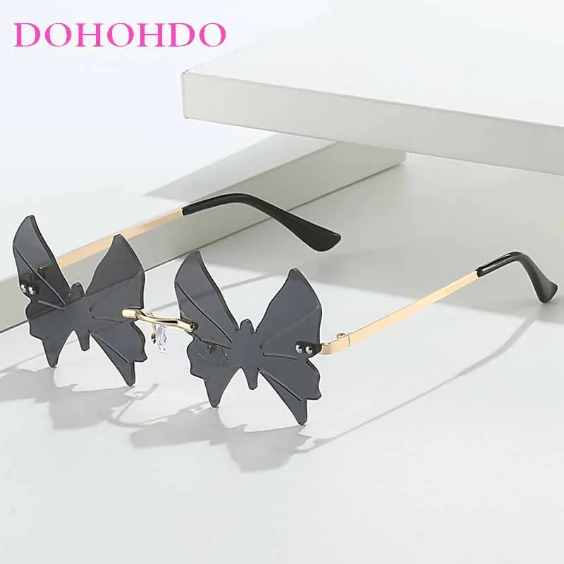 

DOHOHDO 2025 Fashion Butterfly Sunglasses For Women Men Personalized Trendy Metal Irregular Sun Glasses Party Decorative Glasses