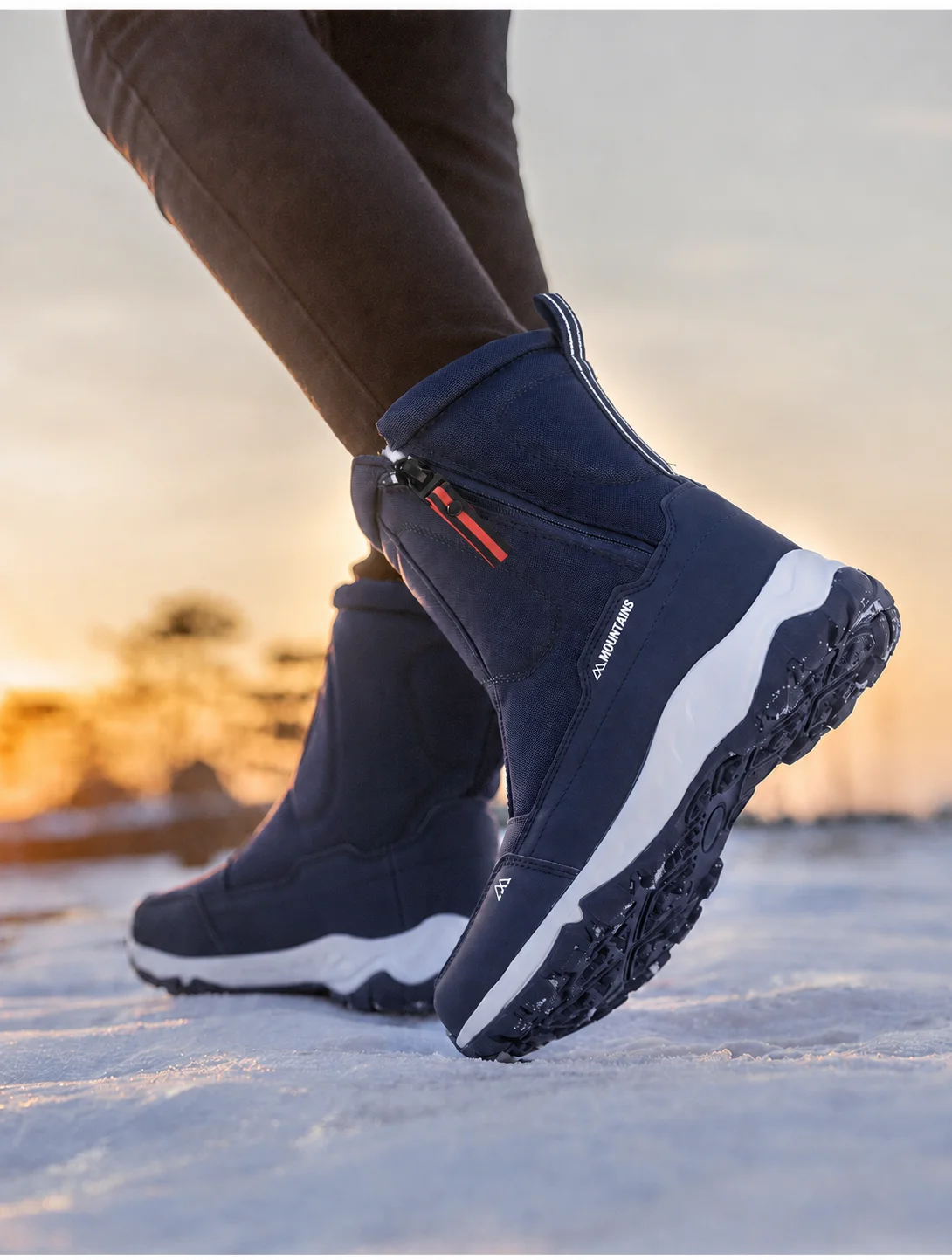 Herrenstiefel, Winterschuhe für Herren, warme Schneestiefel, kniehohe Herrenschuhe, warme Schuhe, dicke, flauschige Winterschuhe für Herren und Damen, Baumwollschuhe. – Detail 14