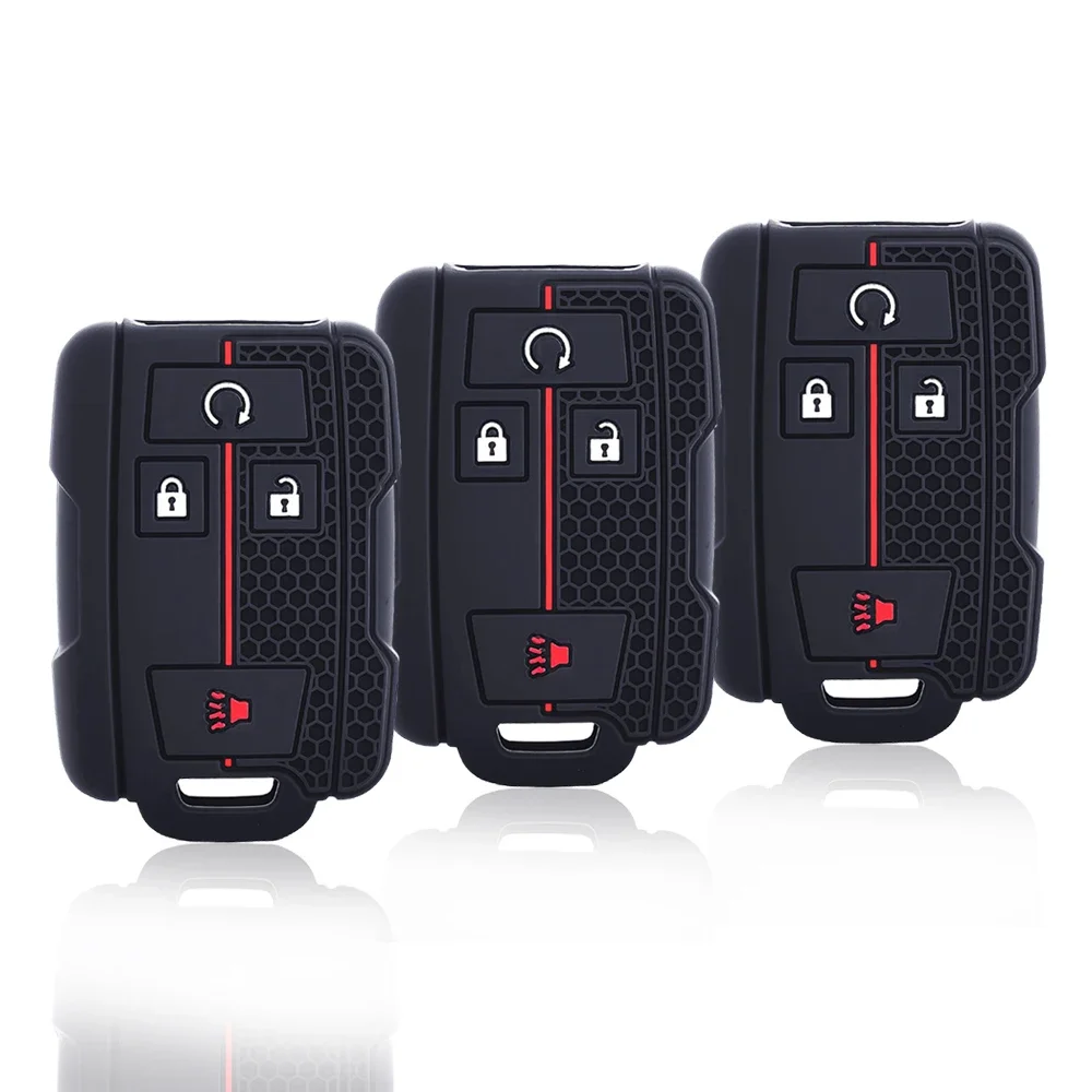 Silicone Car Key Cover Case Fob for Chevrolet Suburban Silverado GMC Terrain Yukon Tahoe Sierra Smart Auto Accessories view 3