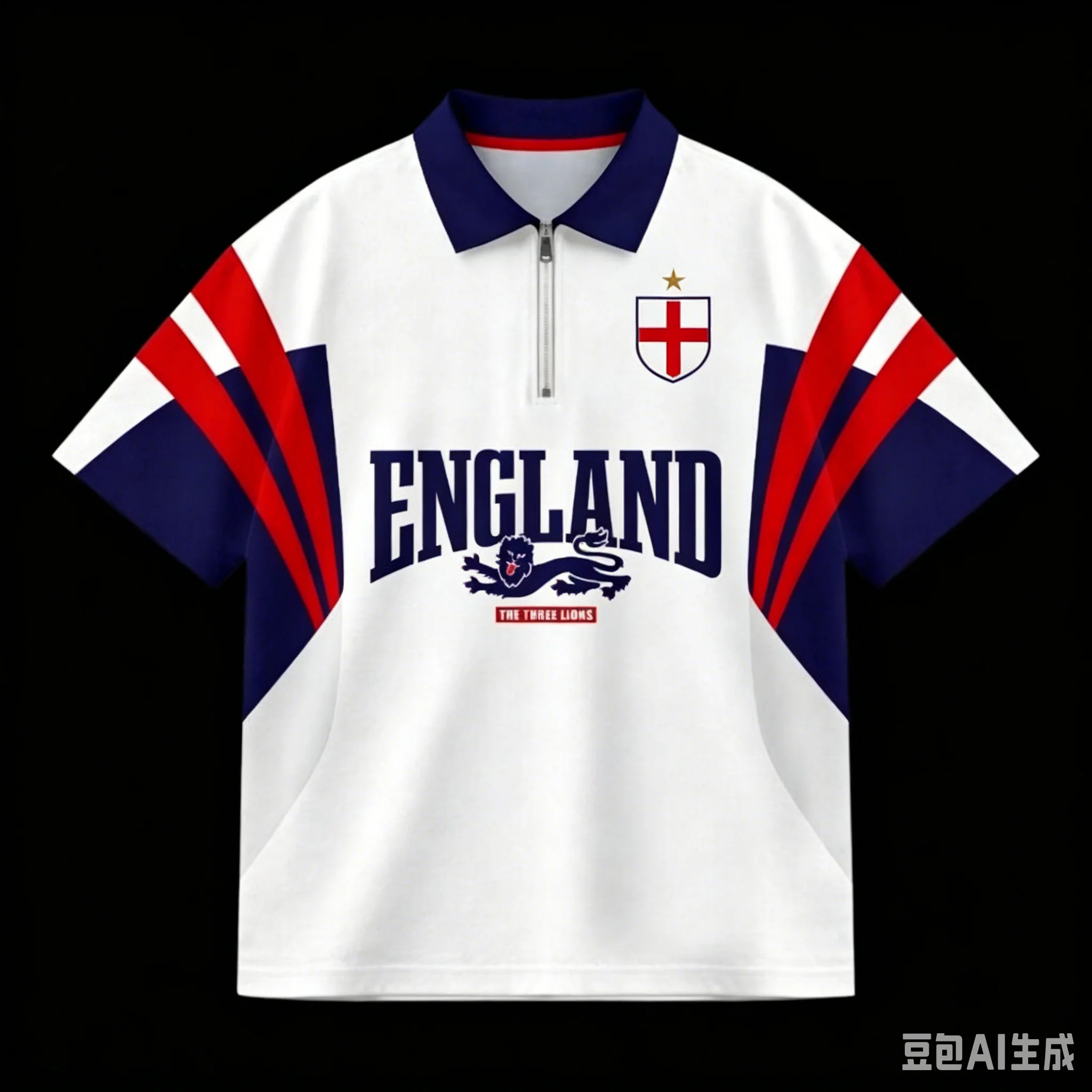 2026 England Fan Uniform Football Print Breathable Zipper Polo Shirt Football T-shirt Is A Must-have for Fans