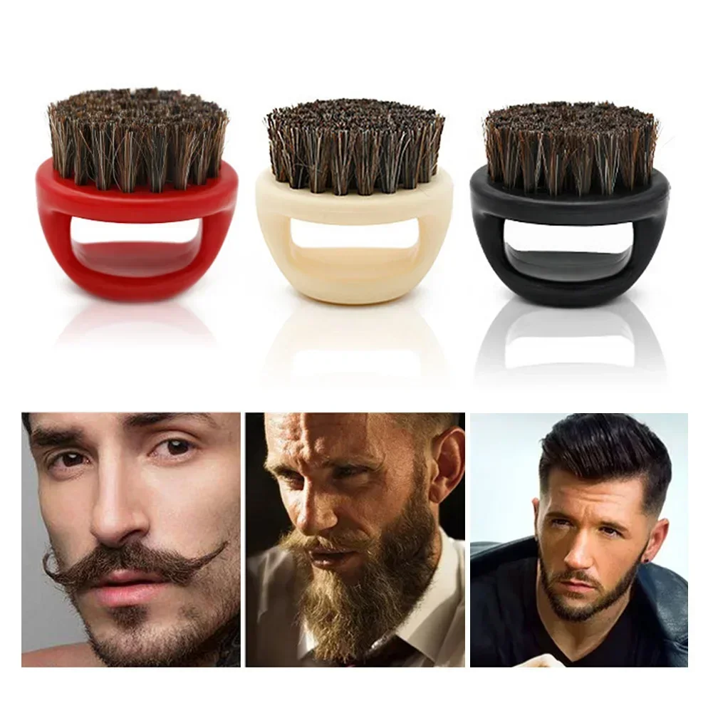 Hairdresser Dust Brush Anti Static Boar Bristle Ring Beard Comb Salon Hair Sweep Brushes Shaving Facial Men's Mustache Brush