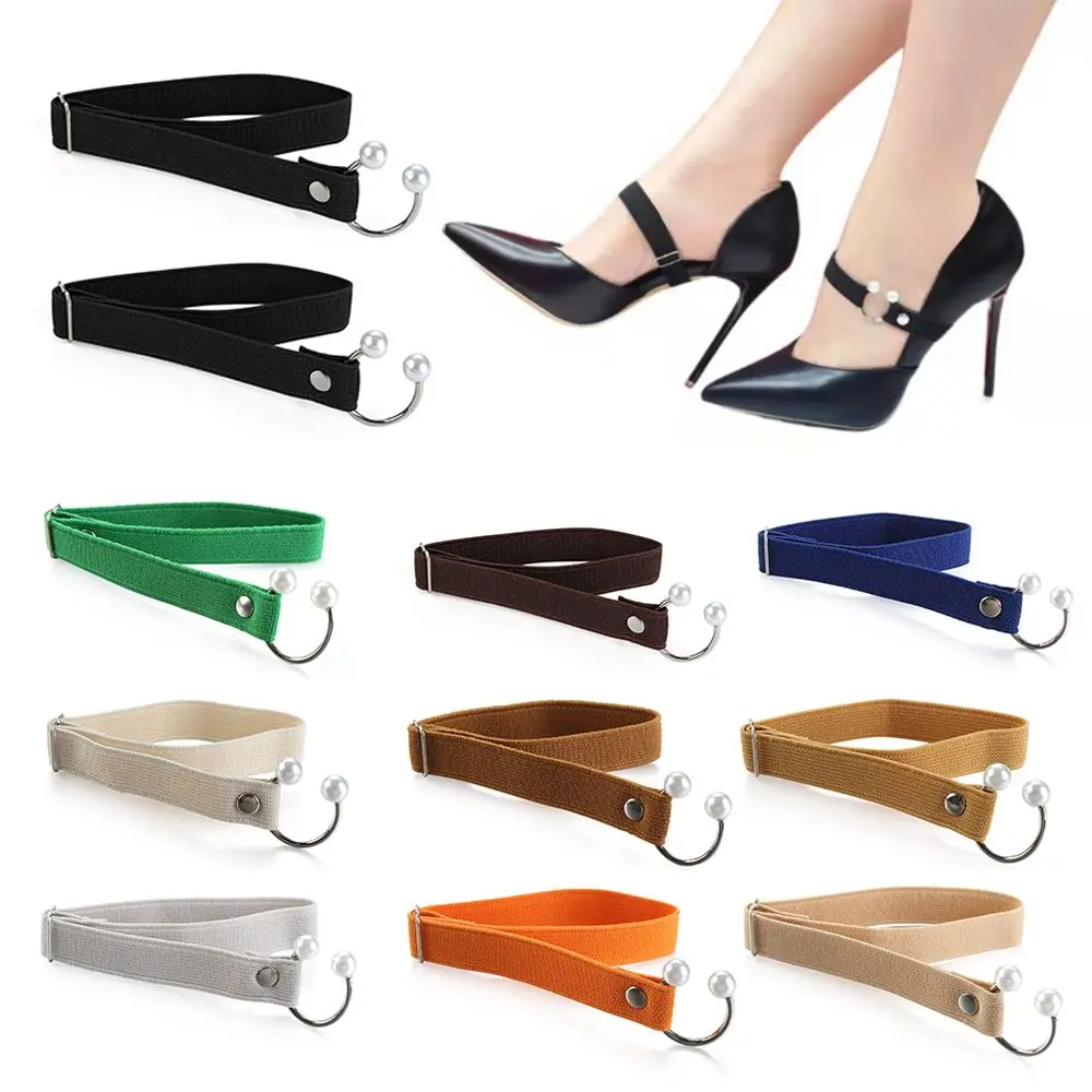 Shoe Accessories Elastic Locking High Heels Anti-skid Straps U-shaped Pearl Ankle Tie Band Bundle Shoelace