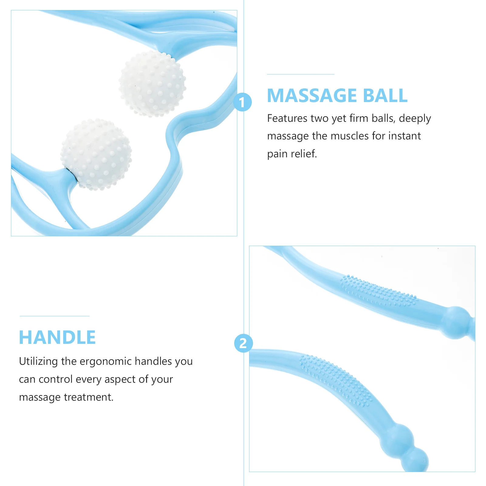 

Cervical Massager Sky Blue Dual Firm Balls For Neck Shoulder Back Leg Pain Relief Portable Handheld Self-Massage Tool