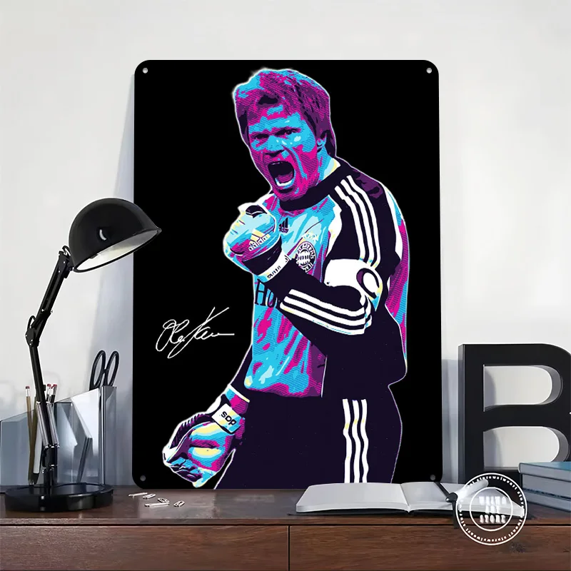 Oliver Kahn Soccer Style Retro Art Printed Poster Customized Retro Wall Art Vintage Metal Tin Signs for Living Room Decorations