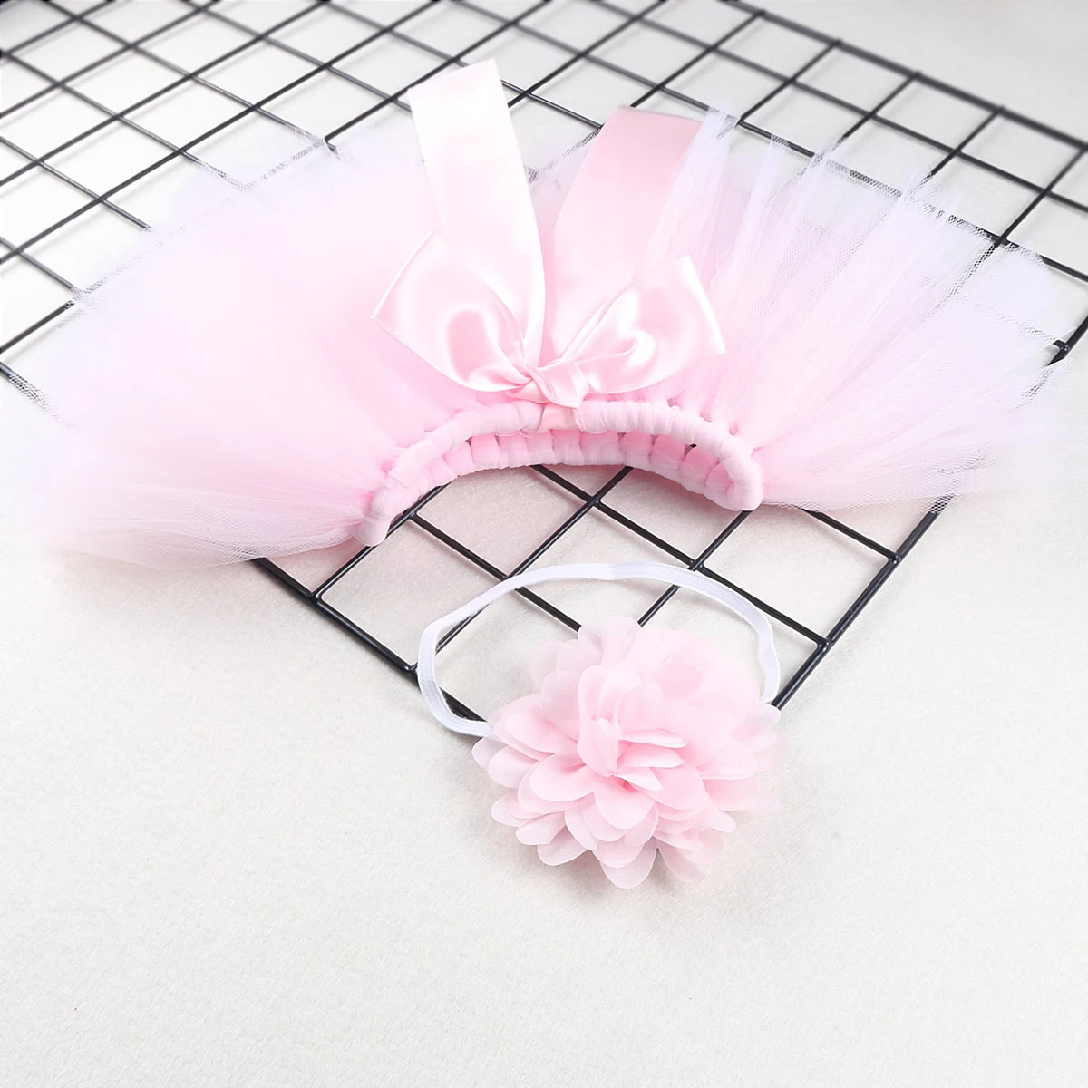 Ylsteed Newborn Photography Outfits Girl Handmade Infant Tutu Skirt with Flower Headband Princess Clothes Baby Girl Photo Props