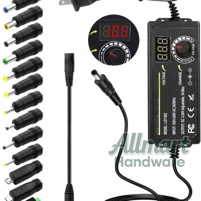 EU Plug 3V-36V Adjustable DC Power Supply Adapter, Regulated Adjustable, for Lab Electronic Repair & Universal Power Supply