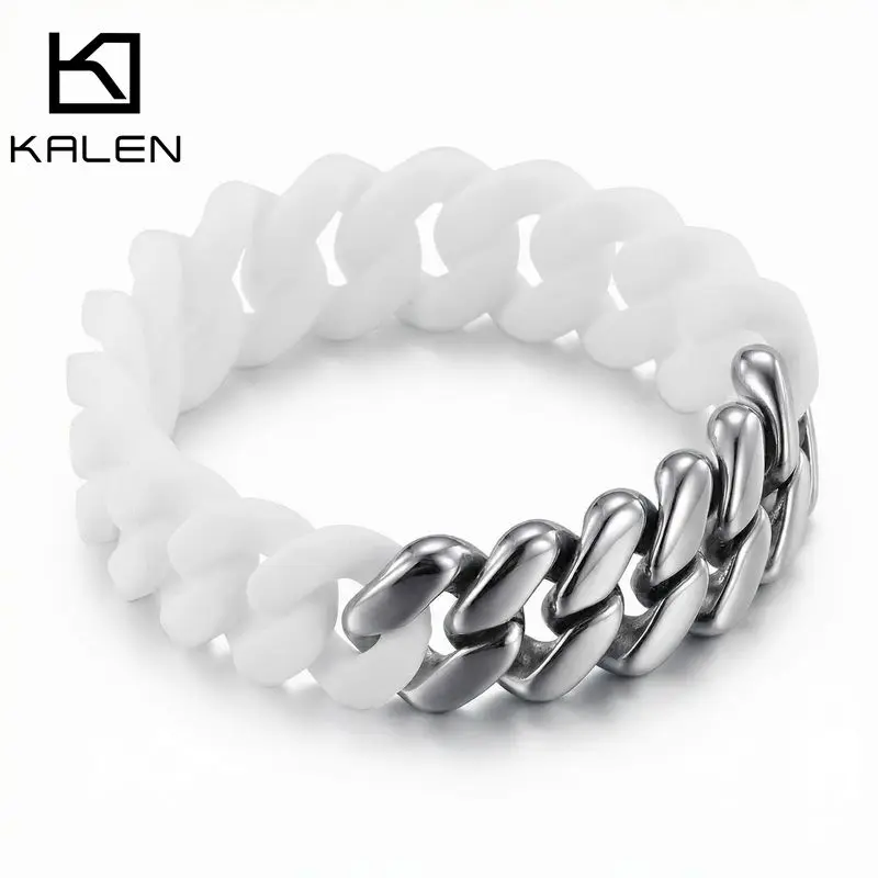 KALEN Kreatives Edelstahl-Armband mit kubischen Gliedern, lässiges Büro-Accessoire für Herren, modischer Schmuck, Party-Geschenk für den Freund