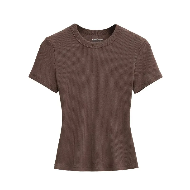 Rundhals Hochelastische Sommer-Cropped-Tops Damen Kurzarm-Oberteile Sexy Pullover Unterziehblusen Schlanke T-Shirts – Detail 11