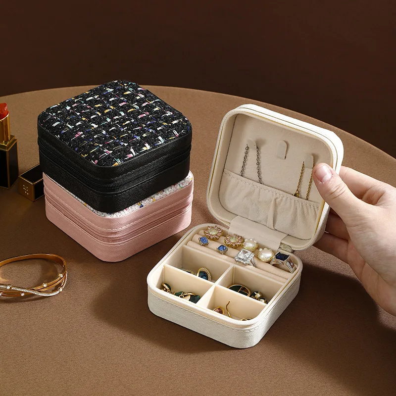 

Storage Box Small Jewelry Box for Earrings Rings Travel Jewelry Organizer with Compartments Portable Jewelry Case for Women