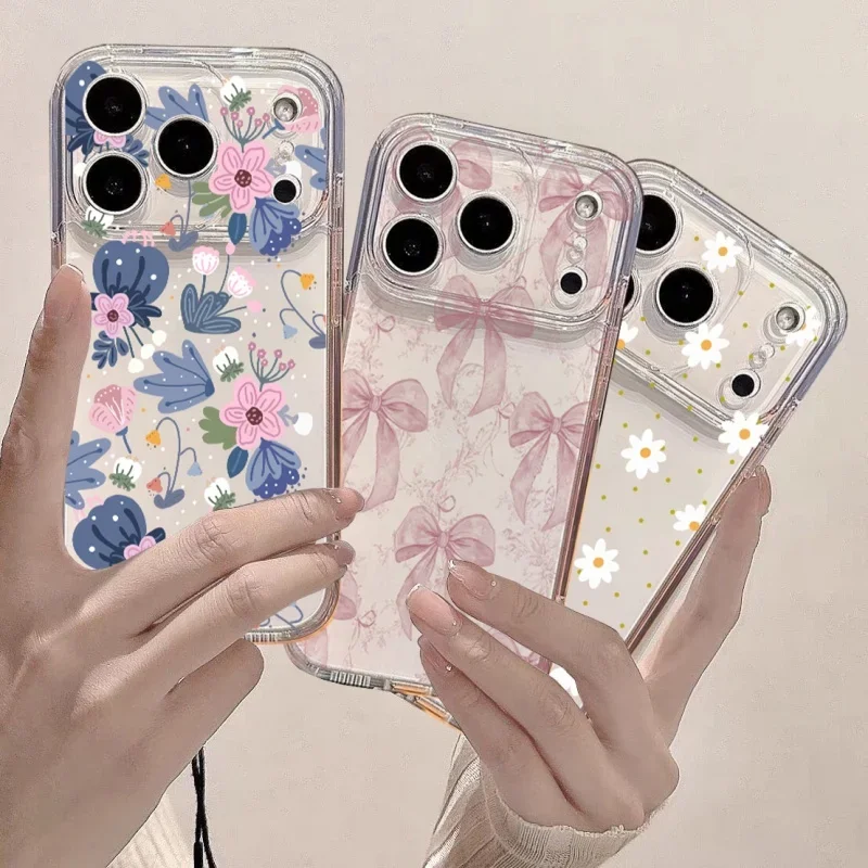 Blue Flower Clear Phone Case For Samsung Galaxy S26 S25 S24 S23 S22 Ultra FE Edge Plus A56 A36 A26 Casing Soft Shockproof TPU