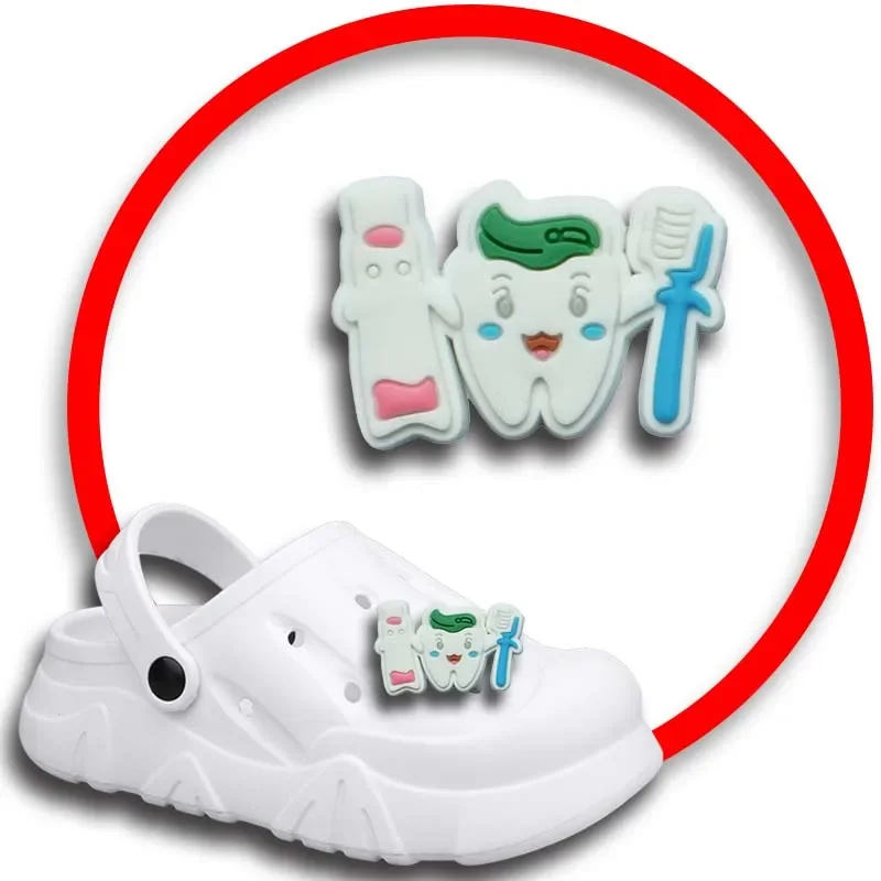 Healthy Teeth Shoe Charms for Crocs Sandals Women Clogs Pins Shoe Decorations Accessory Men Badges Girls Kids Shoes Accessories