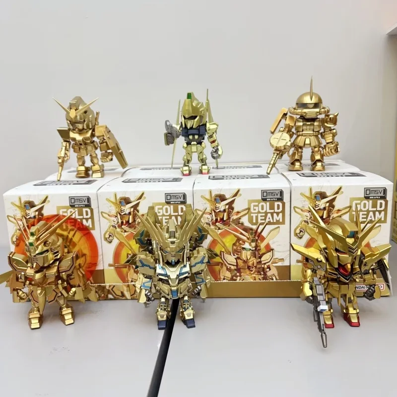 

New in Stock Bandai QMSV MINI GOLDTEAM Gundam Series Blind Box Anime Merchandise Decorative Item Gift