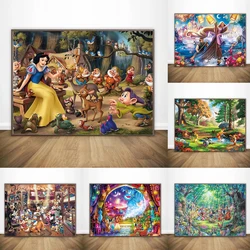 Disney Cartoon Princess Snow White Mermaid Elf Mickey Character Party Canvas Printed Posters Wall Art Kids Room Home Decor Gifts