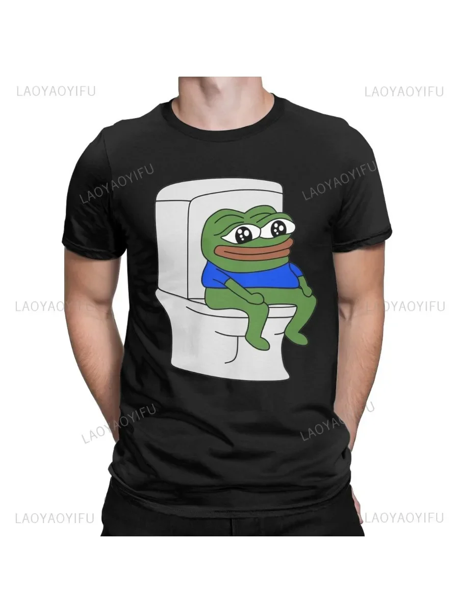 Funny Pepe The Frog Meme Graphic Men 100% bawełniana koszulka Crewneck Classic z krótkim rękawem Y2k Pomysł na prezent Estetyczne topy — zdjęcie 2