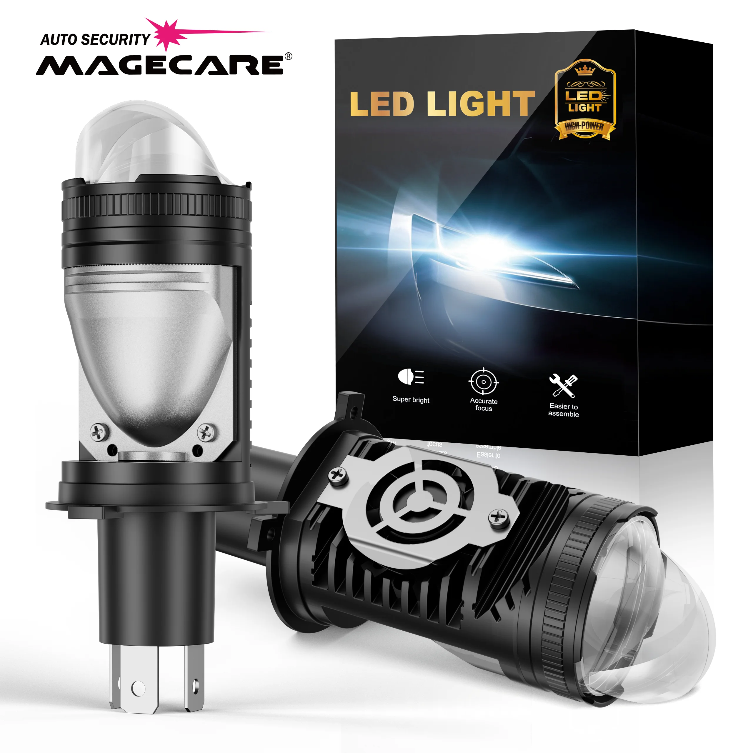 

2 PCS H4 LED Projector Lens 100W 30000LM H4 Headlight Canbus 0.01s Start, IP68 Car Light Bulbs for Auto Bulb IP68 9V 24V