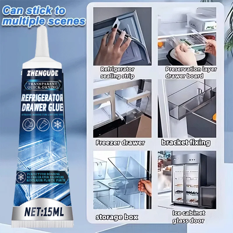 Cold Resistant Waterproof Fridge Drawer Seal Repair Glue Strong Adhesive for Refrigerator Freezer Plastic Glass Household Use