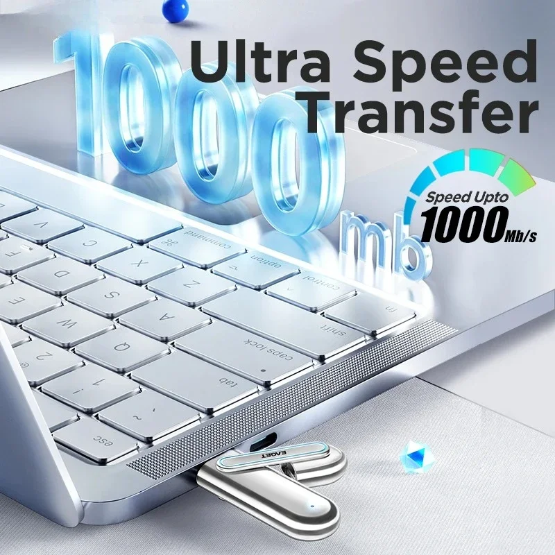 محرك أقراص فلاش Eaget 1 تيرا بايت/2 تيرا بايت فائق السرعة USB3.2 GEN2 بتصميم جديد بتقنية 3S مادة معدنية تصل إلى 1000 ميجابايت/ثانية