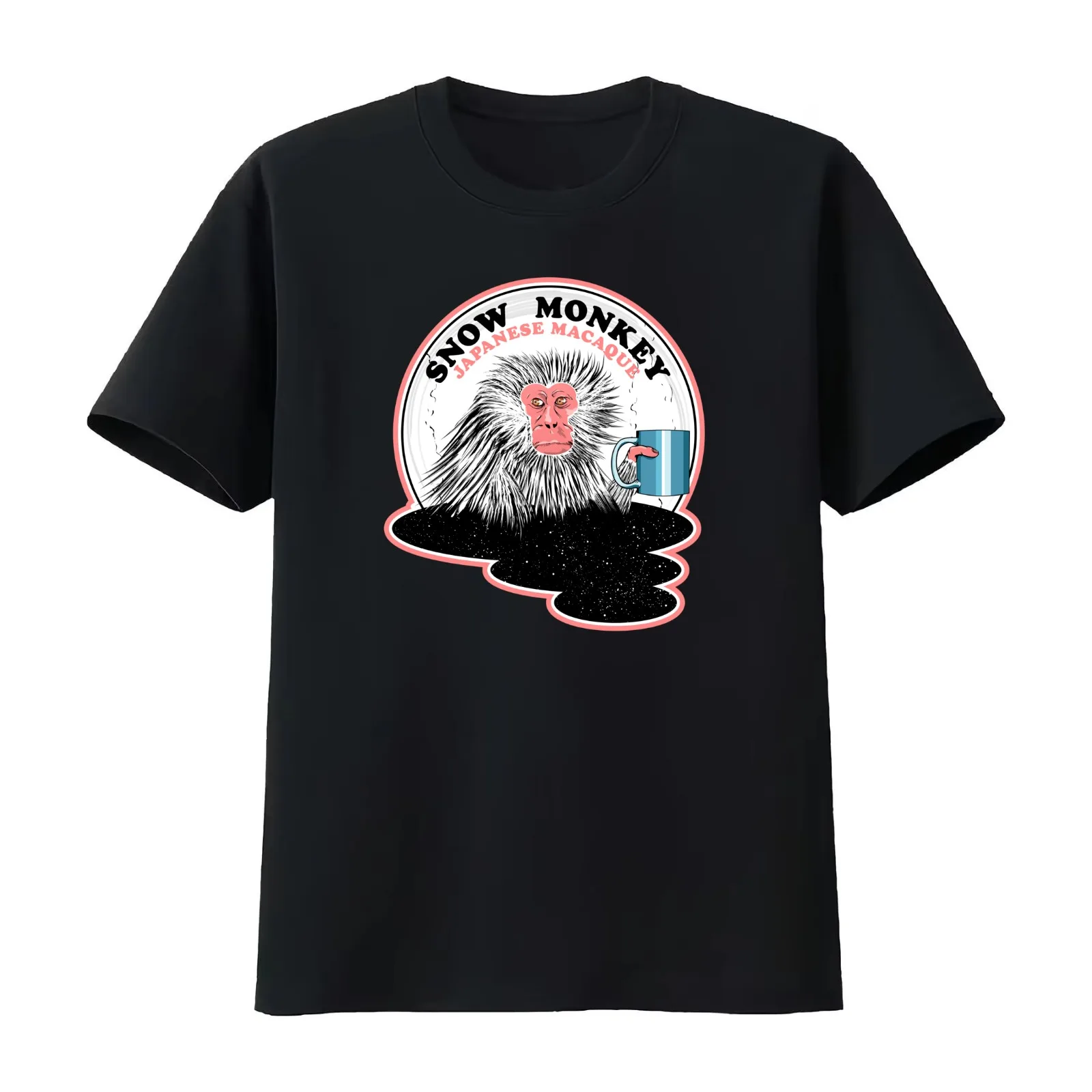 Japanese Macaque Snow Monkey T-Shirt Summer Casual Cotton Tee Oversized Streetwear Tops Vintage Graphic Print 100% Cotton