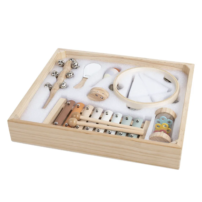 Percussion Log Set Full Sand Hammer Rattle Sheepskin Tambourine