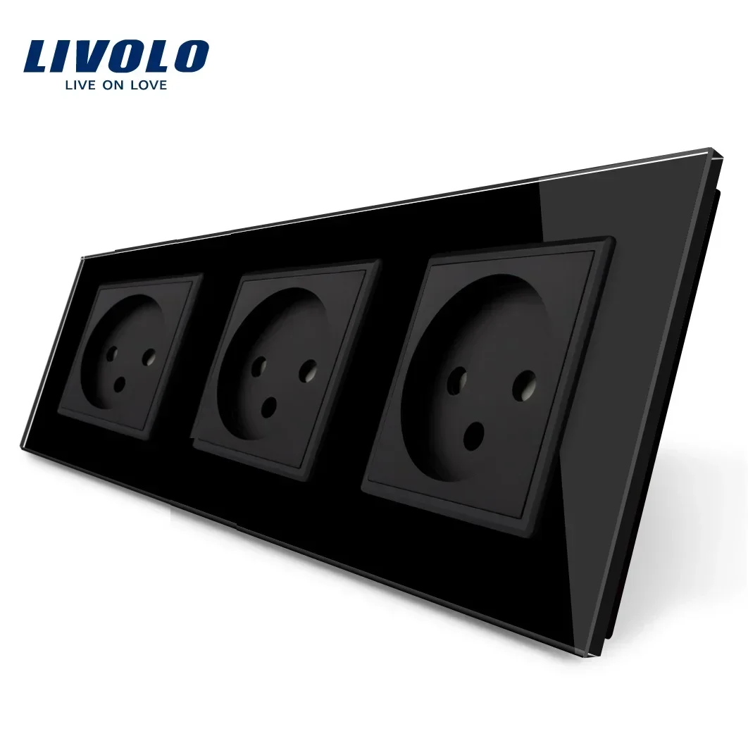 New Livolo Israel Power Socket, Outlet Panel,Wall Power Outlet Without Plug,Toughened Glass,AC 100~250V 16A,C7C3IL-11/12/15