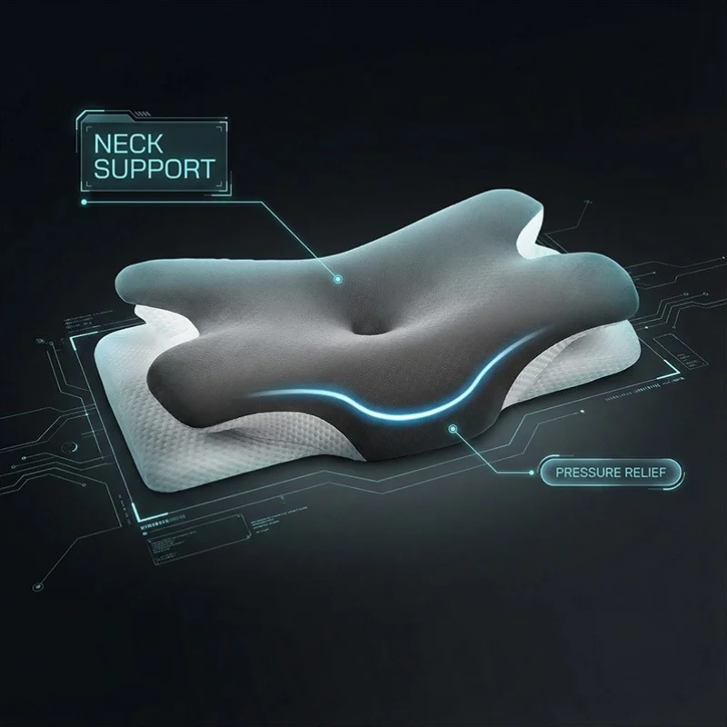 [Breathable Support] Ergonomic Neck Pillow | Breathable | Cervical Support, Design | Back & Side Sleepers | Parents & Elderly