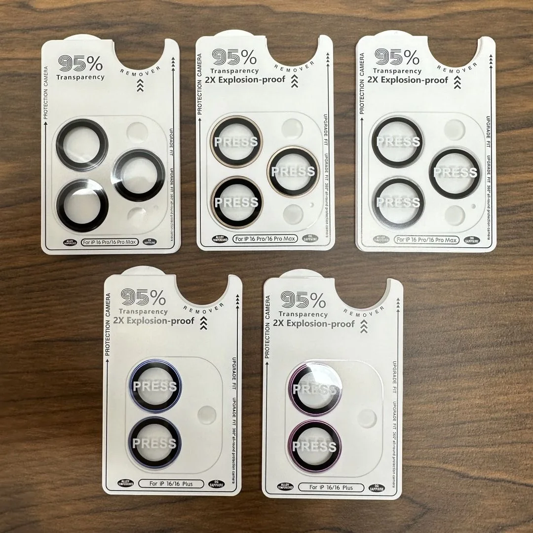 2-3Pcs 8K HD 금속 링 카메라 렌즈 보호기 유리 아이폰 17 16 15 14 프로 맥스 렌즈 보호 필름