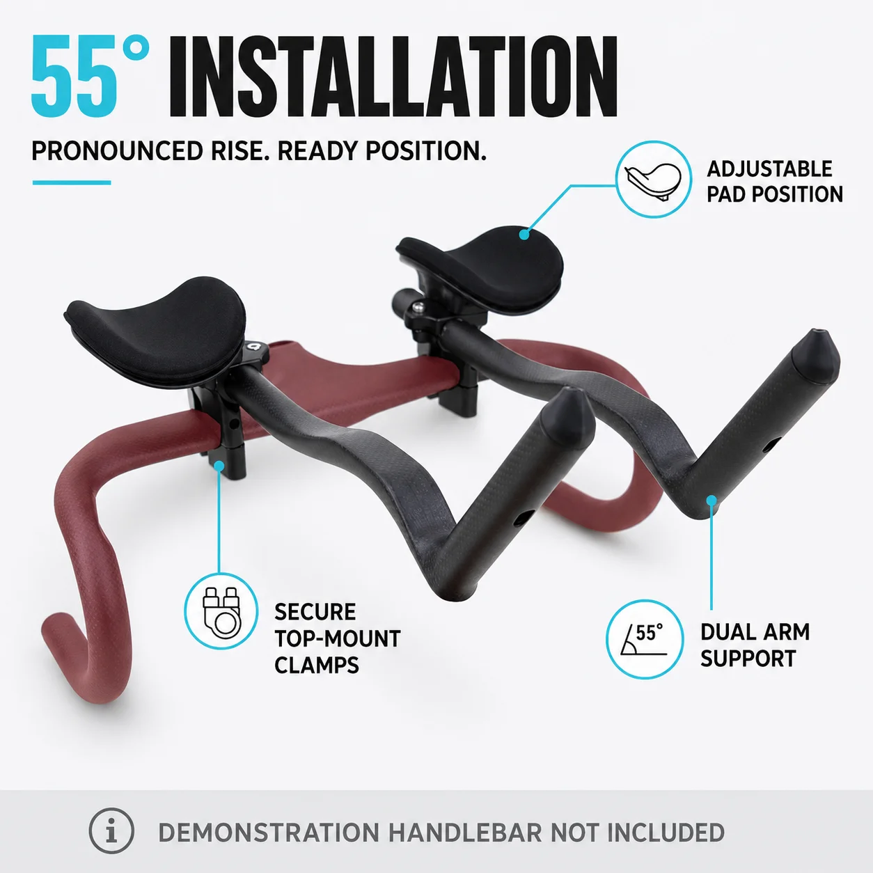 ULLICYC Rennrad-Triathlon-Zeitfahrrad, 3K Vollcarbon-Fahrrad-Steuergriff TT 35 ° /55 ° Für Aero-Lenkererweiterung mit Clip – Detail 7