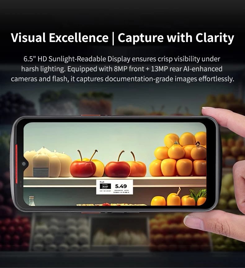 

TC65 5G Mobile Computer PDA 2.6Ghz 8 Core 8+128GB Android13 GMS WIFI-6 IP68 6.5Inch Honeywell N5703 Rugged QR Code Scanner