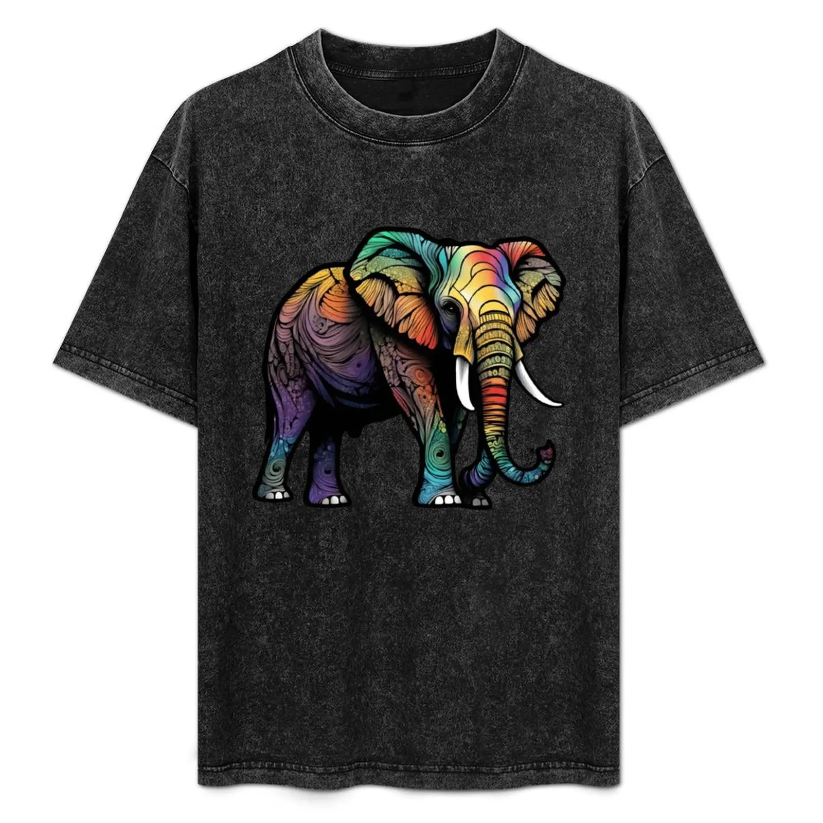 

indian colored elephant art T-Shirt Casual Everyday Short Sleeve T-Shirt