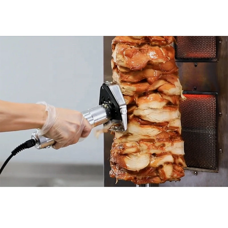 Trancheuse électrique pour kebab, couteau shawarma, gyroscope, 220V, 110V, deux barbecues sphpopularité, machine de découpe de viande rôtie