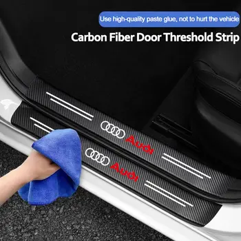 適用於AudiSline A1 A2 A3 A4 A5 A6 A7 A8 Q1 Q2的汽車配件 車門檻保護條 迎賓踏板裝飾皮革貼紙 10 最佳銷售 奧迪S-Line貼紙 - №6