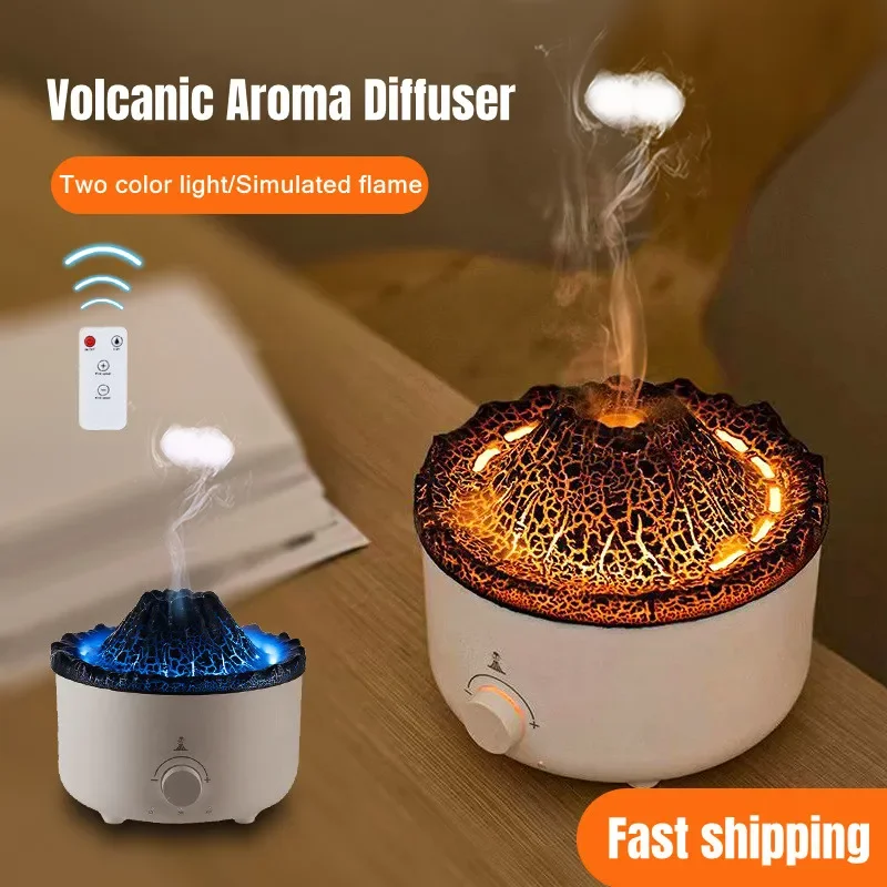 

Volcanic Flame Aroma Diffuser Essential Oil 560ml Ultrasonic Air Humidifier with Cute Smoke Ring Night Light Lamp Fragrance