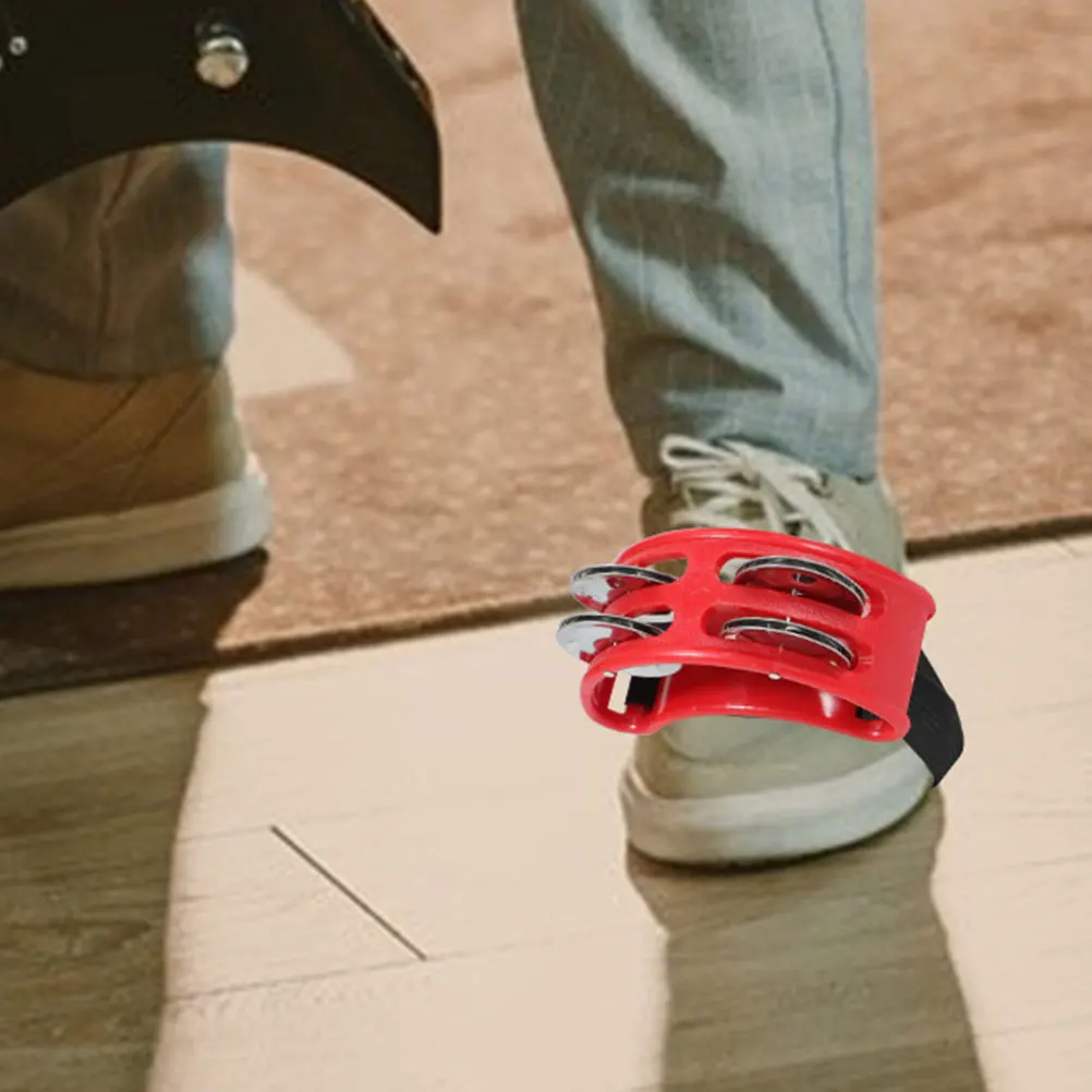 2 Buah Rebana Kaki Desain Dua Baris Bahan Stabil Lonceng Perkusi Irama untuk Pertunjukan Band Instrumen Pertunjukan Musik Dewasa