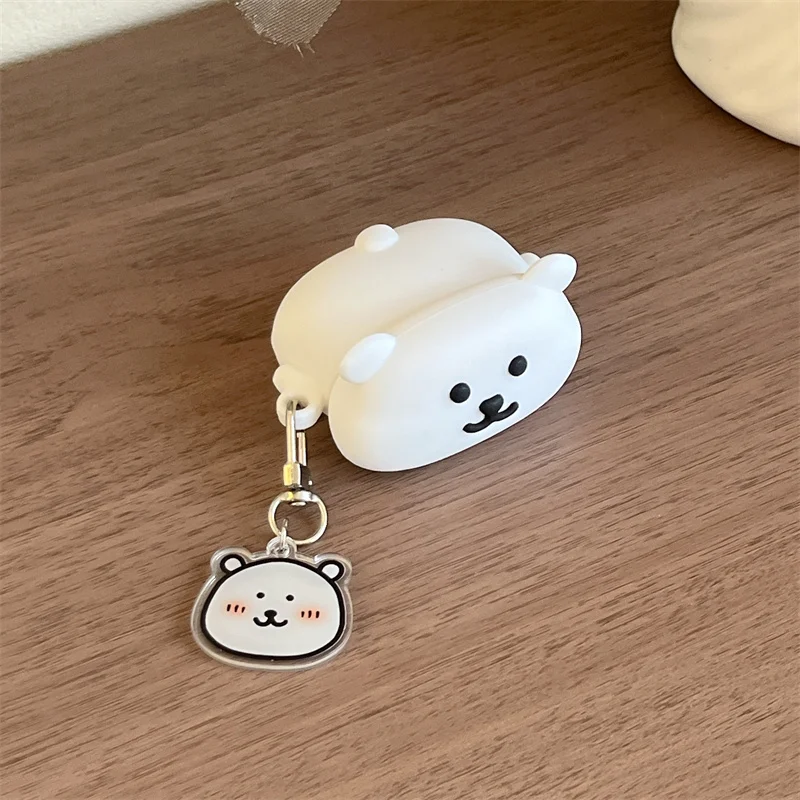 für AirPods 4 Hülle 3D Niedlicher weißer Bär Cartoon-Abdeckung für Apple AirPods Pro 2 Ladebox Kopfhörerhülle für AirPods 3 2 1