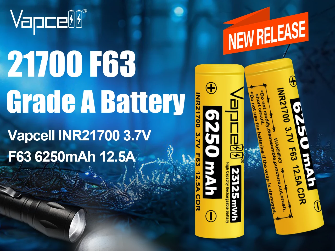 Vapcell F63 21700 Battery 3.7V 6250mAh 12.5A Rechargeable Battery for Battery Pack Lithium Ion Batteries - Image 5