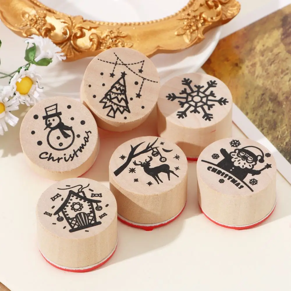 6pcs/set Thank You Wooden Rubber Stamps Happy Birthday Blessing Greeting Words Handmade Letter Stamp DIY Scrapbook Gift Decor