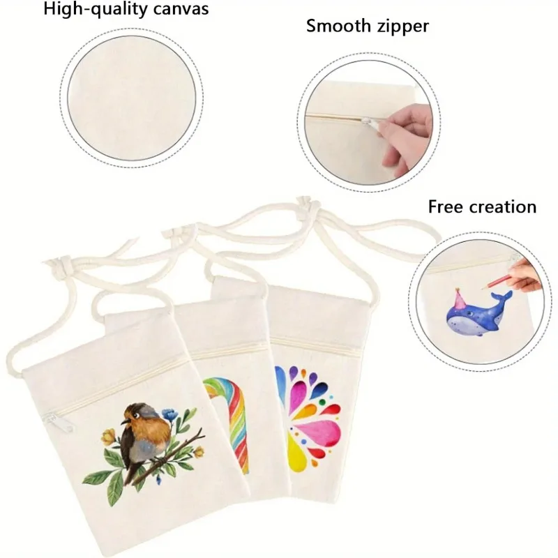 17x13cm Canvas Crossbody Bags, Storage Bag, for DIY Painting & Graffiti, Rectangular Shape, birthday gift, New Year gift