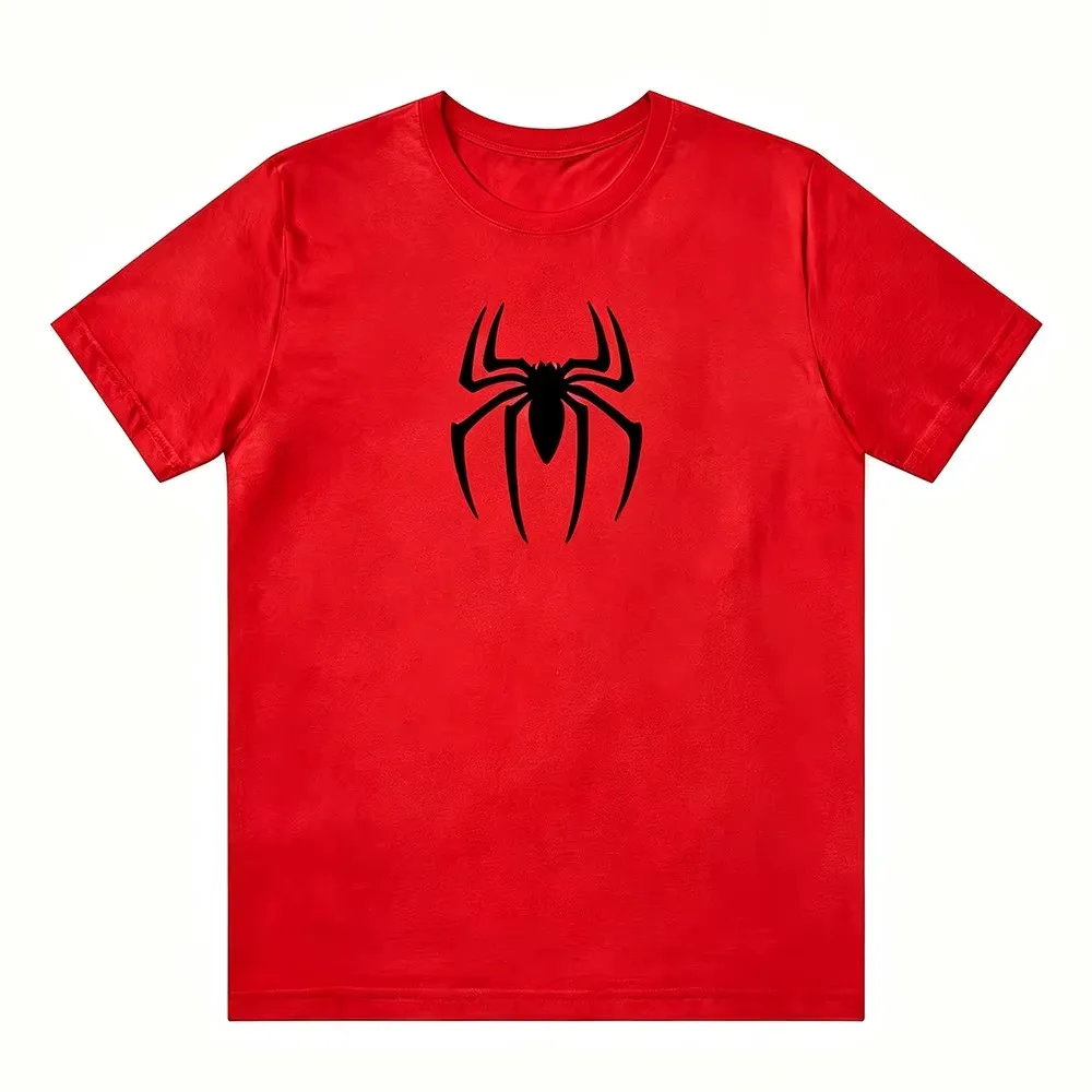 2026 New Pop Family Matching Oversized Unisex Streetwear T Shirt Retro Spider Graphic Tee Simple Insect Print Couple Short Tops
