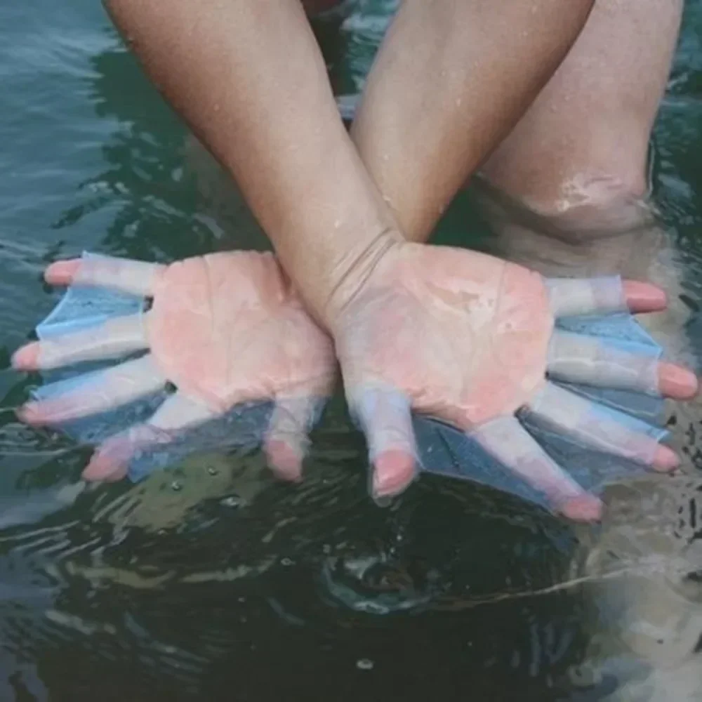 2 pezzi Guanti palmati per dita da nuoto Pinne per attrezzatura a mano rana Pinne per palmo