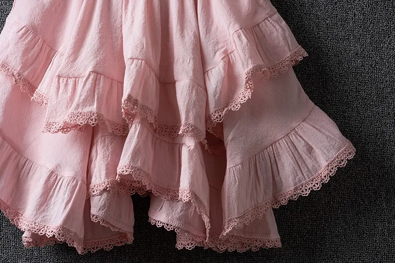 Summer Irregular Lace Round Cotton Linen Mini Skirt, High Waist Short Skirts For Women 2025
