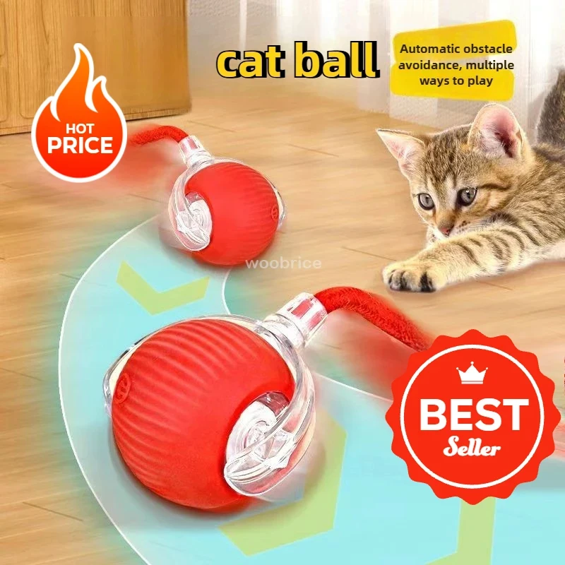 Interactive Cat Ball Toys Automatic Rolling Ball Faux Tail Rechargeable Pet Electric Toy Dog Cat Training Imitate Mouse Pet Toys