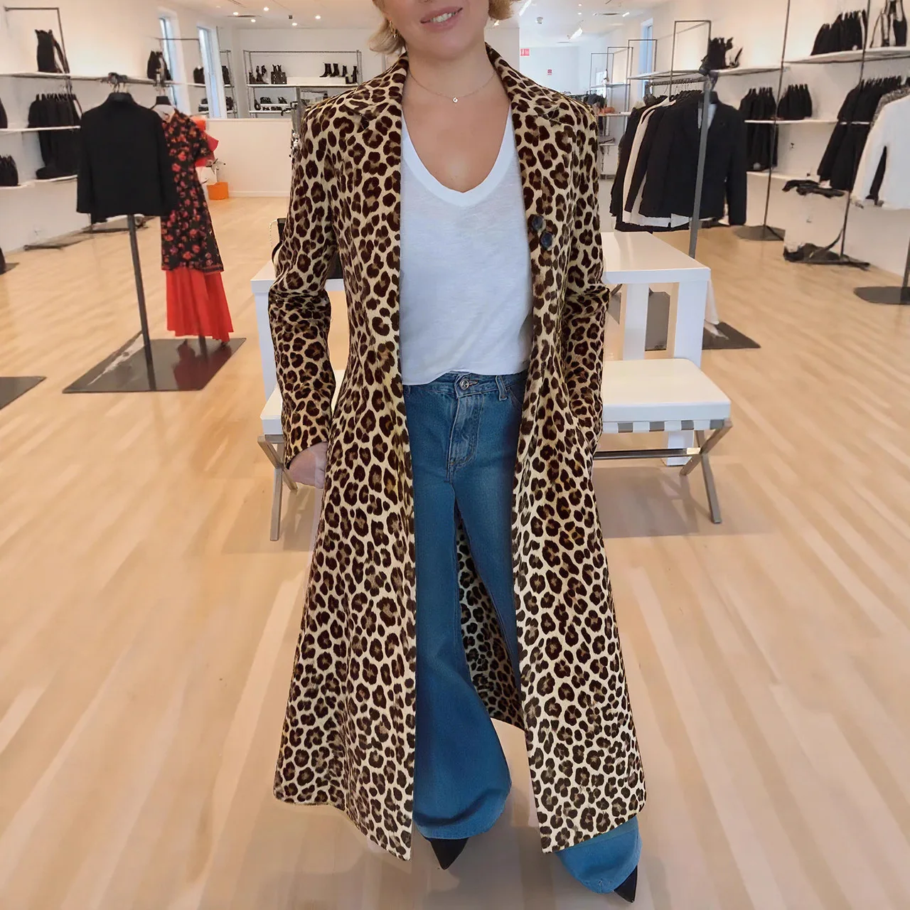 

New Abrigos De Mujer 2025 Leopard Print Casual Windbreaker Women Autumn Winter Versatile Lapel Office Commuting Women's Clothing