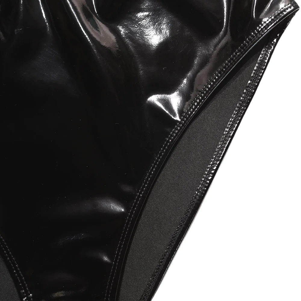 Seksowne kobiety Wysoka talia Gorące szorty Lateks PVC Błyszczące mikro stringi Bielizna erotyczna Gładkie stringi Taniec sceniczny Pokojówka