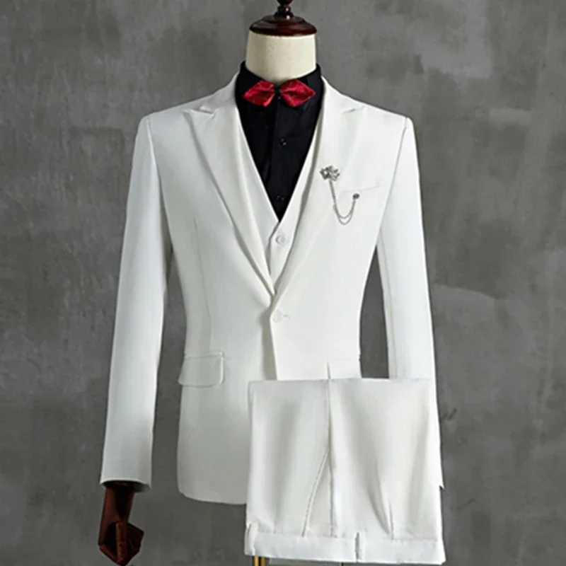 

2023 Men Leisure Boutique Business Formal Decoration Wedding Groom Groomsmen Dress Suit 3 Pcs Set Blazers Coat Pants Vest Jacket