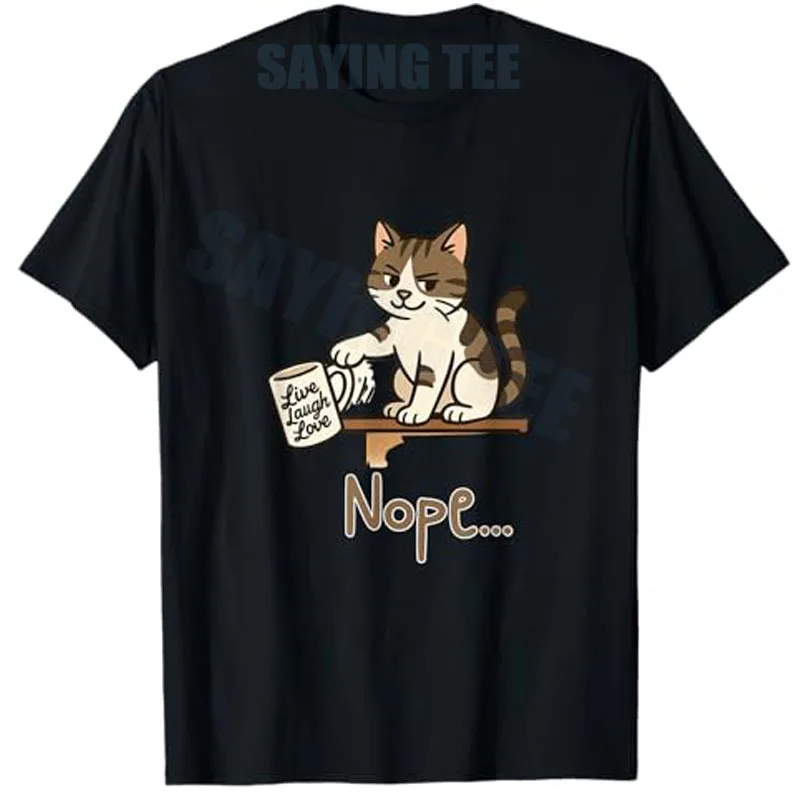 

Funny Nope Cat Design – Cat Swipes– Anti-Motivational Humor T-Shirt Women's Fashion Cute Kitty Y2k Sarcastic Saying Tee Novelty
