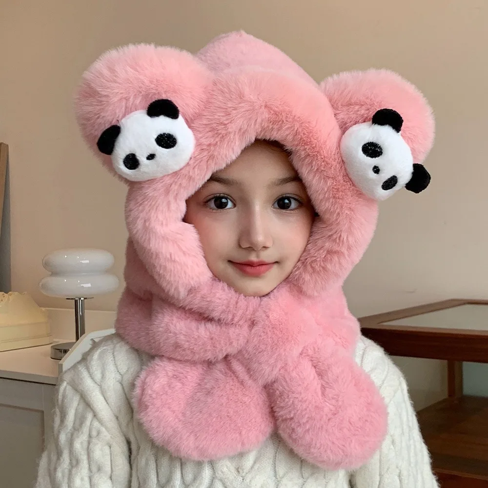 

Lovely Faux Fur Hat Scarf Set Warm Windproof Winter Hat Scarf Thickened Ear Protection Neck Circle Scarf Children