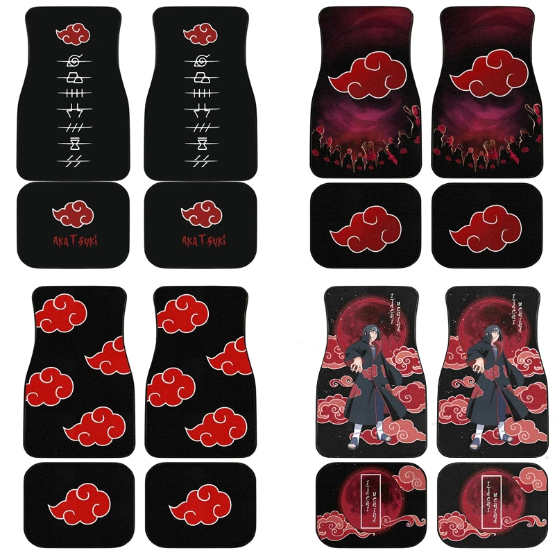 

4pcs Naruto Car Foot Mats Anime Uchiha Itachi Universal Car Carpet Dirty Resistant Front Rear Mats Set Car Accessories Gifts