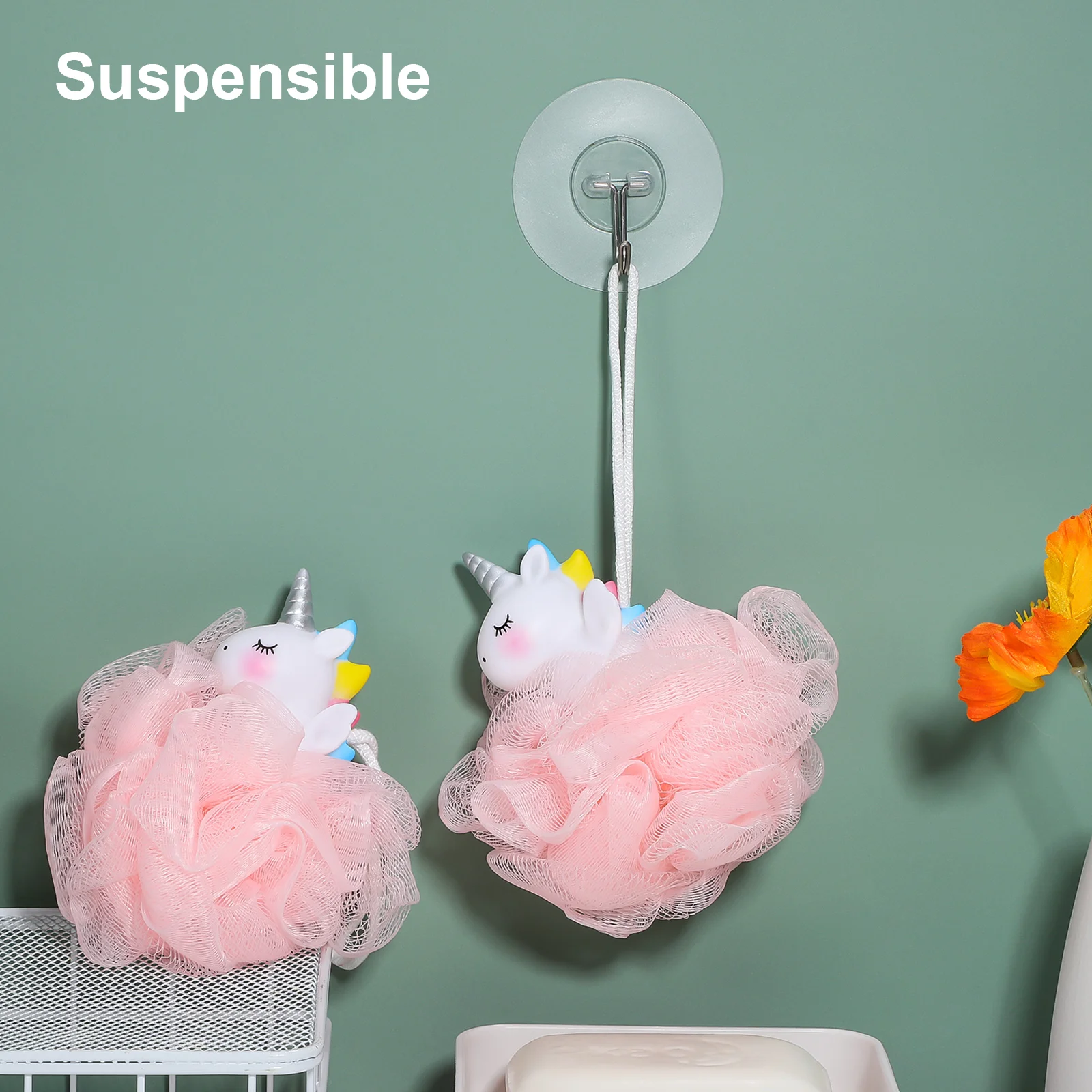 2-delige badbal/baddoekje/badbloem kind scrubber voor body kid gigantische bubble douche loofah